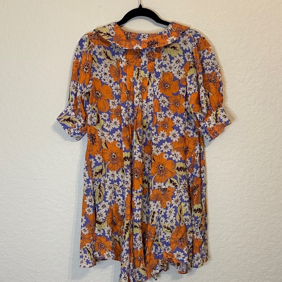 Free People Sugar Crush Mini Dress Orange Purple Floral Size S - Picture 4 of 4